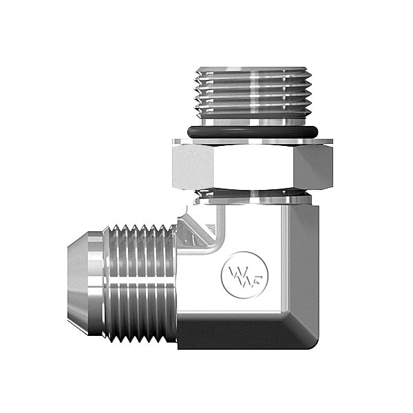 World Wide Fittings Male JIC to Male O-Ring Boss Adjustable 90 Degree Elbow F5515X16X24 - main